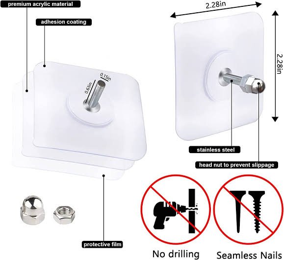 Fuxin - Pack of 10 - Transparent Screw Hook