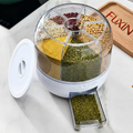 360 Rotating Grain Dispenser Rice Barrel Bulk Cereal Separated Jar Sealed Insectproof Rice Tank Kitchen Food Storage Container 7 Liter