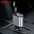 4in1 All-in-One Retractable Cable and Rotating Car Mobile Charger with Box Packing