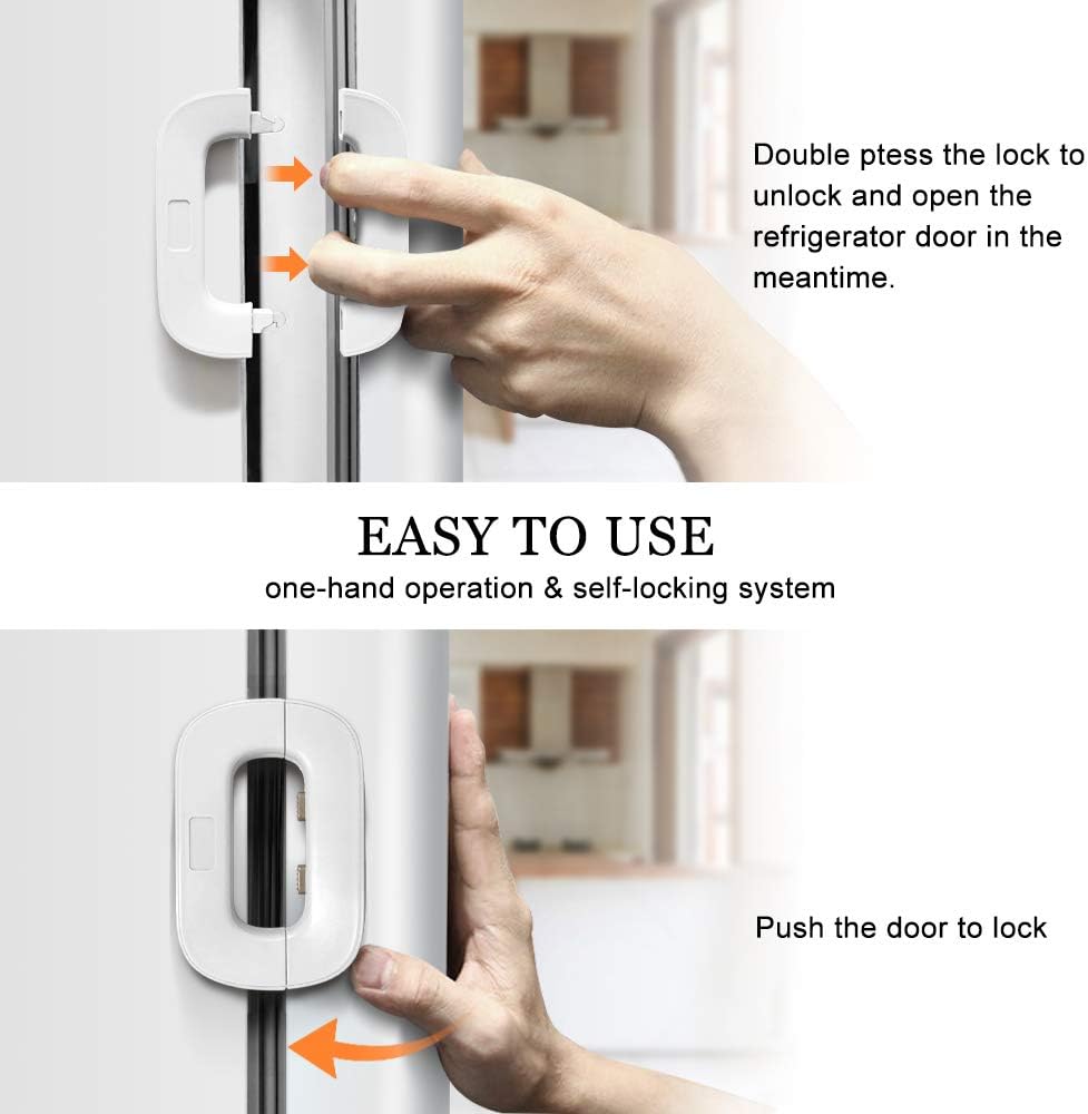 Fridge Freezer Door Lock, Latch Catch Toddler Kids Child Fridge Locks Baby Safety Child Lock,