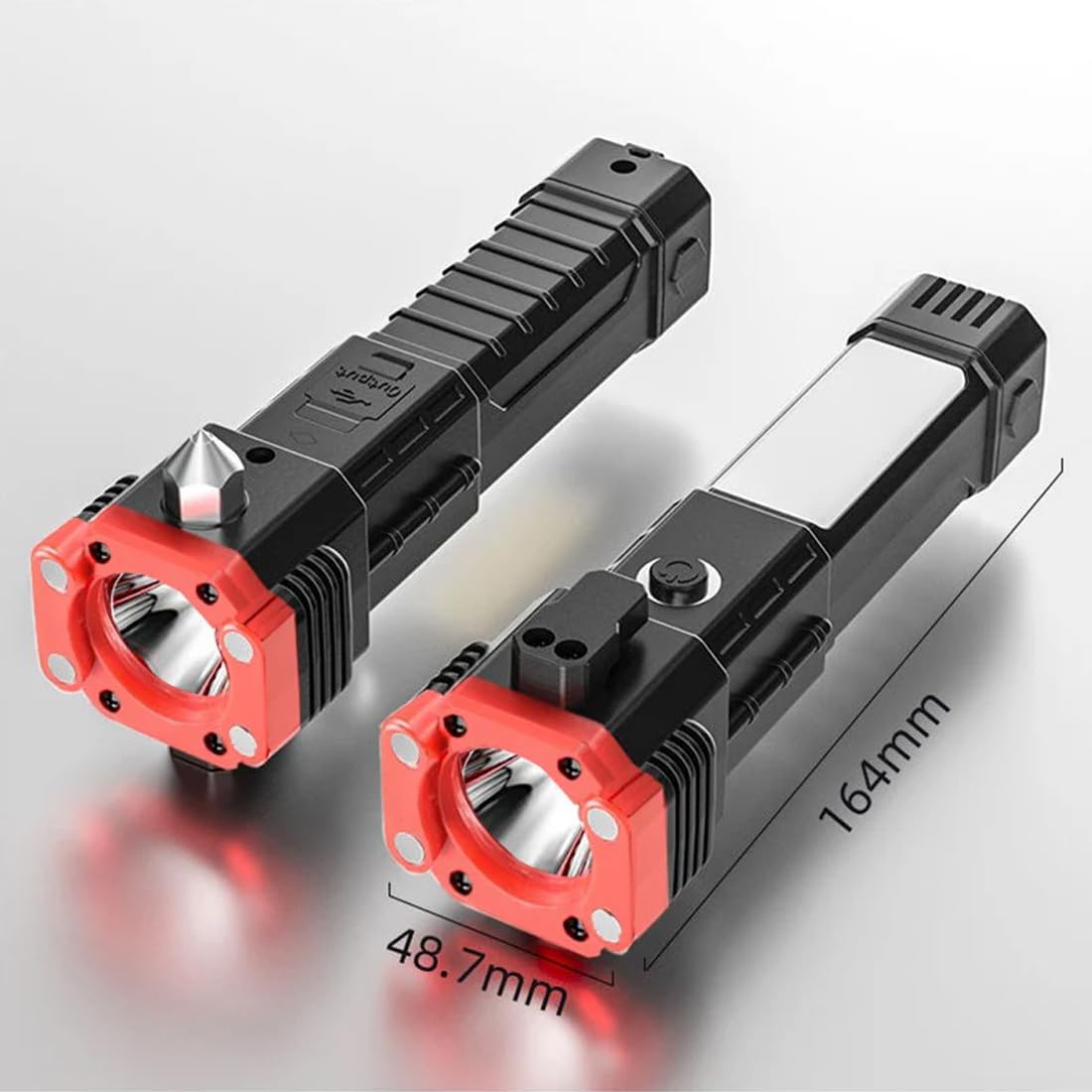 LED 3W Hammer Torch Light Rechargeable Torch Flashlight,Long Distance Beam Range Car Rescue Torch with Hammer Window Glass and Seat Belt Cutter Built