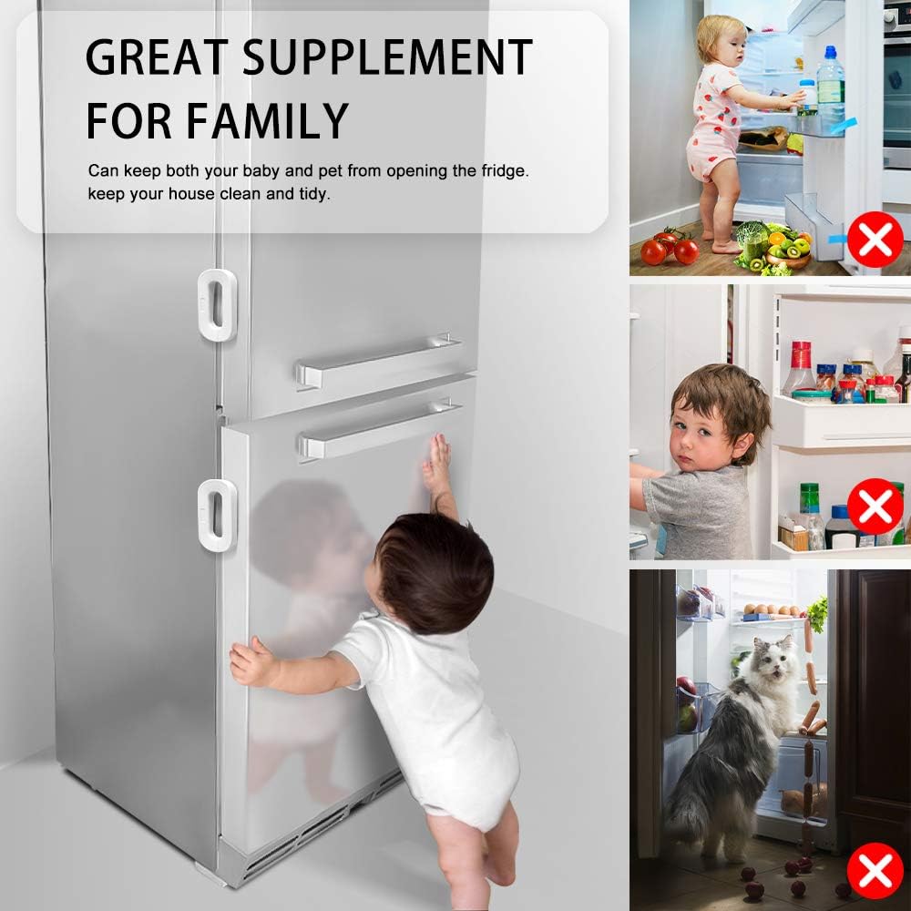 Fridge Freezer Door Lock, Latch Catch Toddler Kids Child Fridge Locks Baby Safety Child Lock,