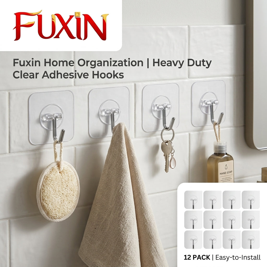 Fuxin - Pack of 12 - Self Adhesive Single Hook