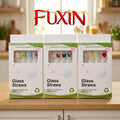 Glass Straw 4 Pcs - Butterfly Flower Heart Design