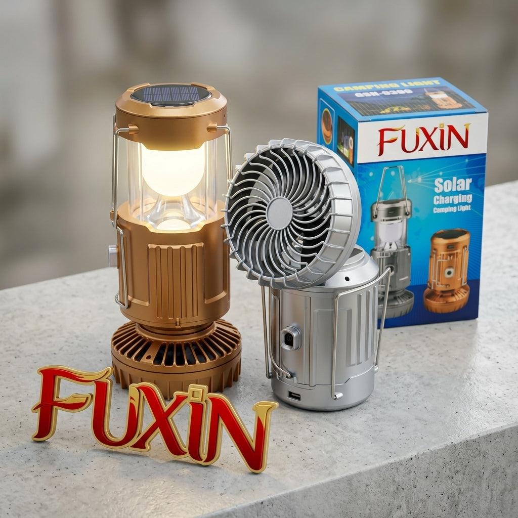 6 in 1 portable outdoor LED camping lantern with fan solar charge rechargeable light energy saving tent lamp flashlight usb power bank 5v 5000mah