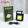 COB Rechargeable Keychain Flashlight 3 Light Modes Portable Pocket Light with Folding Bracket Bottle Opener and Magnet Base