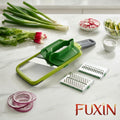 Multi-Grip Kitchen Mandolin, Adjustable Vegetable Cutter and Onion Cutter, 3 Slice Strength, with Precision Handle, Green,
