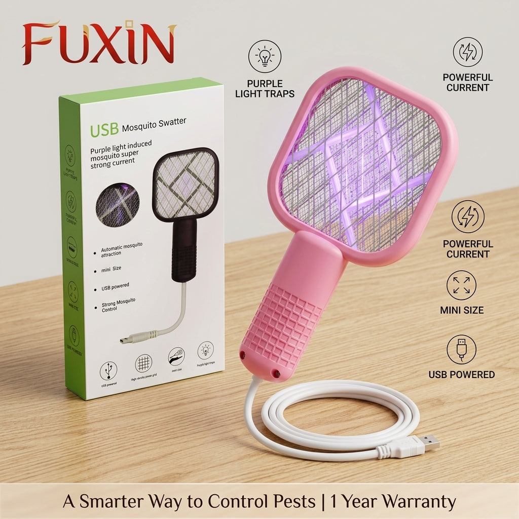 Mini Racket USB Mosquito Killer Swatter Racket – Portable Pest Control Trap with Electric Shock & Box