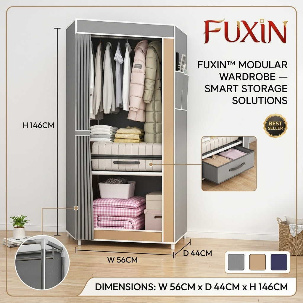 Space-saving foldable wardrobe with stylish design—perfect for organizing clothes neatly in any room.