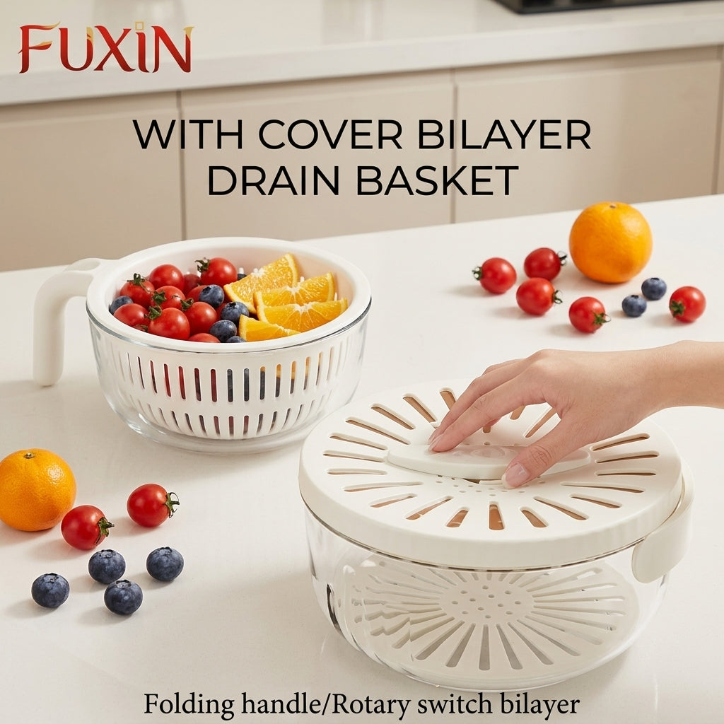 Multipurpose Drainage Kitchen and Fridge Basket with Replacable Handles and LID Open/Close Cover (Mix/Random colour)