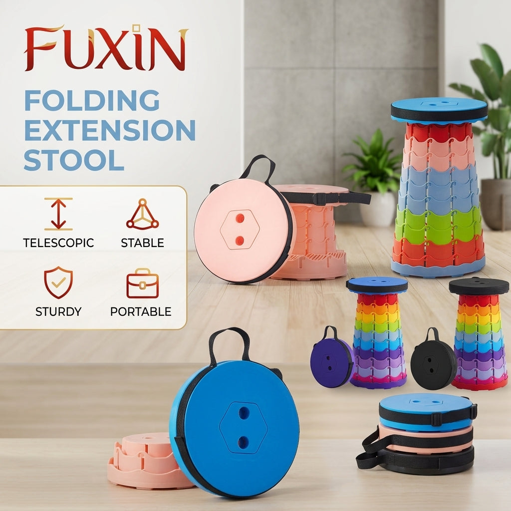 Adjustable Travel Foldable Round Stool with Box Packing (Mix/Random colour)