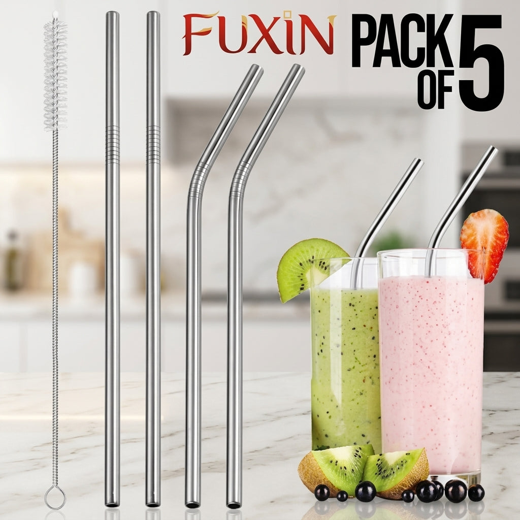 Fuxin - 5 PCs Steel Straws