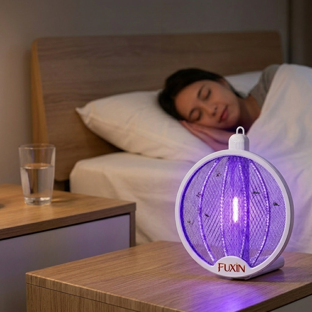 Fuxin - 2-in-1 Foldable UV Mosquito Killer Racket Lamp – Rechargeable Electric Bug Zapper for Home & Bedroom