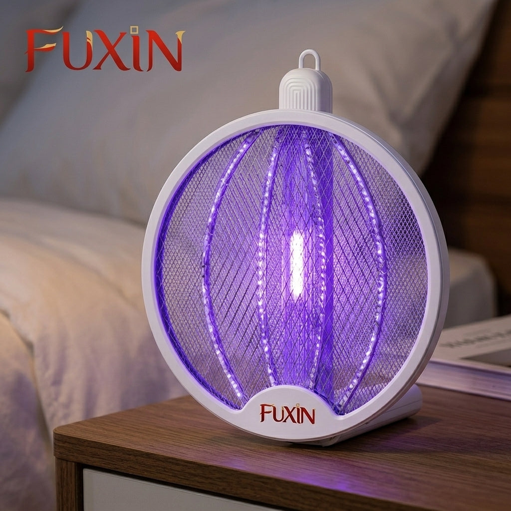 Fuxin - 2-in-1 Foldable UV Mosquito Killer Racket Lamp – Rechargeable Electric Bug Zapper for Home & Bedroom