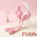 Fuxin - Cute Plush Rabbit Ear Muffs Colorful Moving Jumping Ears