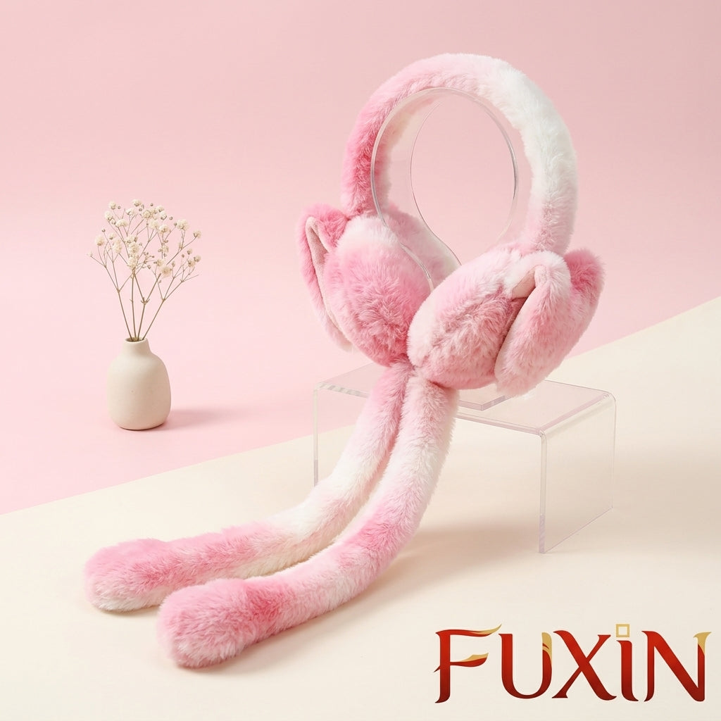 Fuxin - Cute Plush Rabbit Ear Muffs Colorful Moving Jumping Ears