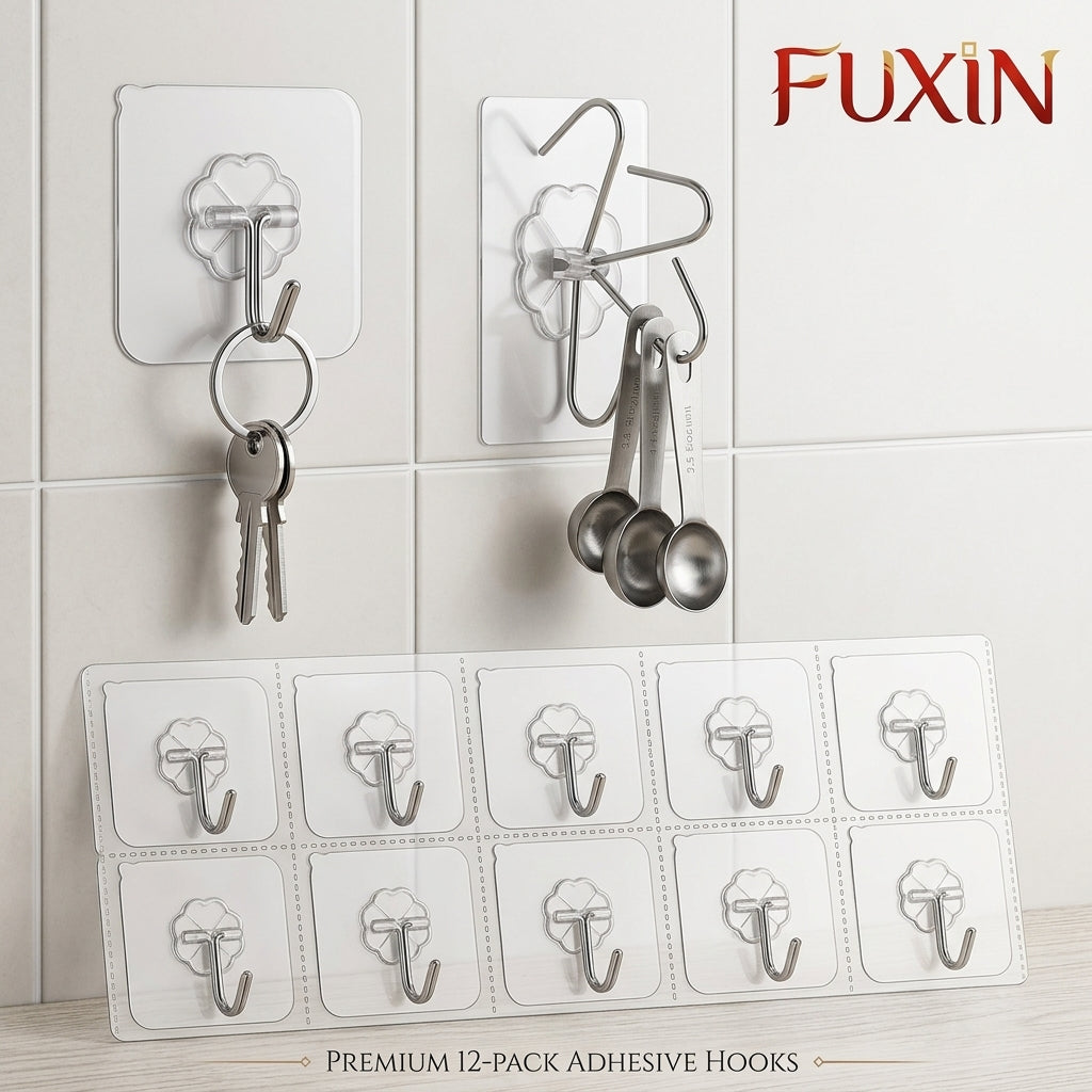 Fuxin - Pack of 12 - Self Adhesive Single Hook