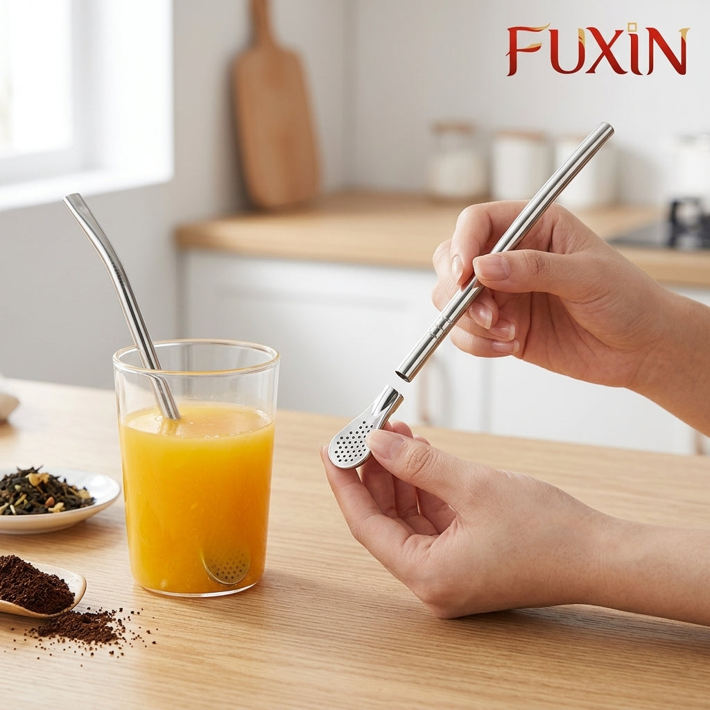 Fuxin - Stainless steel spoon with Straw