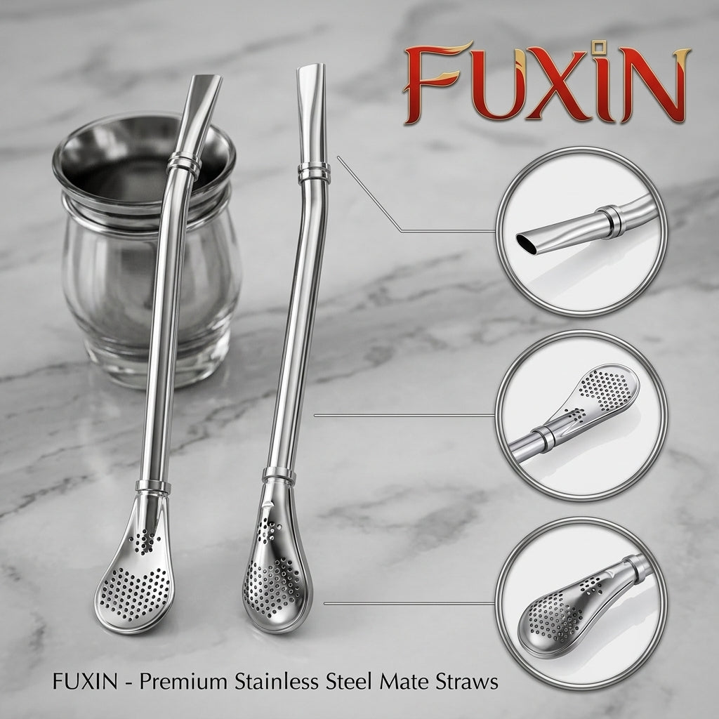 Fuxin - Stainless steel spoon with Straw