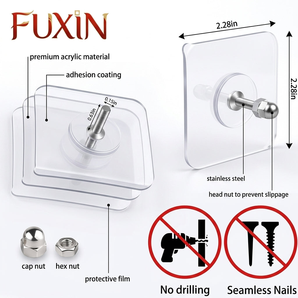 Fuxin - Pack of 10 - Transparent Screw Hook