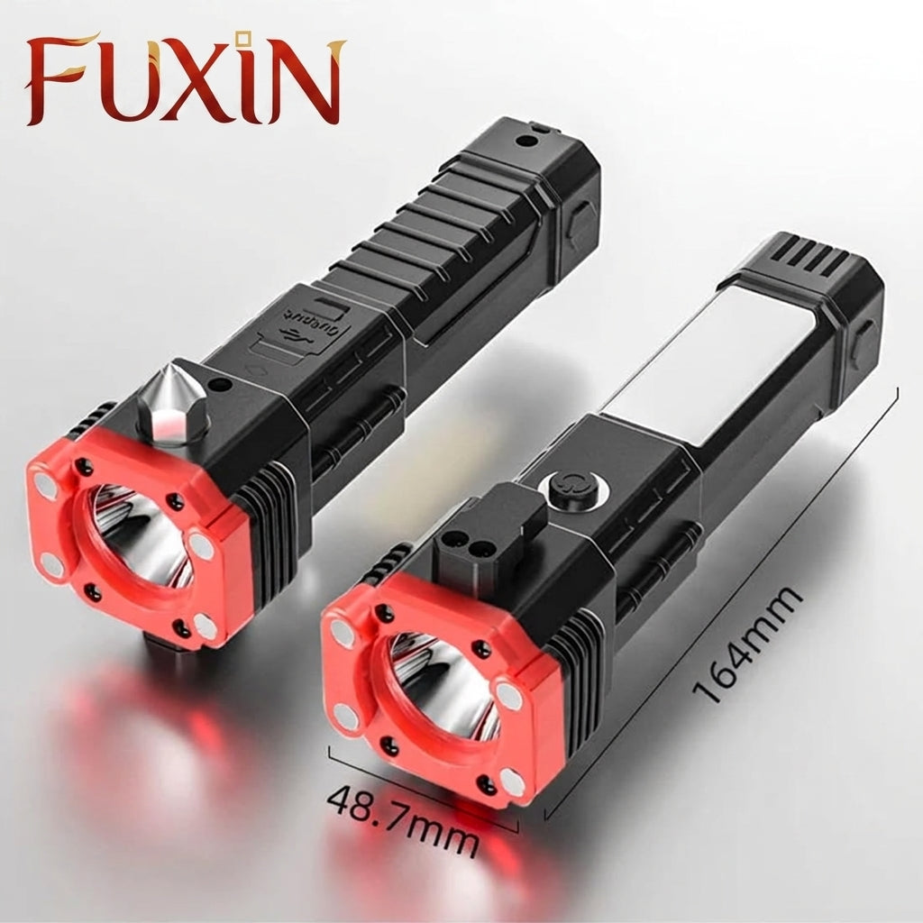 LED 3W Hammer Torch Light Rechargeable Torch Flashlight,Long Distance Beam Range Car Rescue Torch with Hammer Window Glass and Seat Belt Cutter Built
