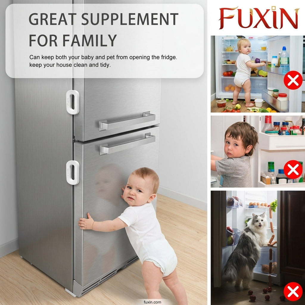 Fridge Freezer Door Lock, Latch Catch Toddler Kids Child Fridge Locks Baby Safety Child Lock,