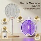 Fuxin - 2-in-1 Foldable UV Mosquito Killer Racket Lamp – Rechargeable Electric Bug Zapper for Home & Bedroom