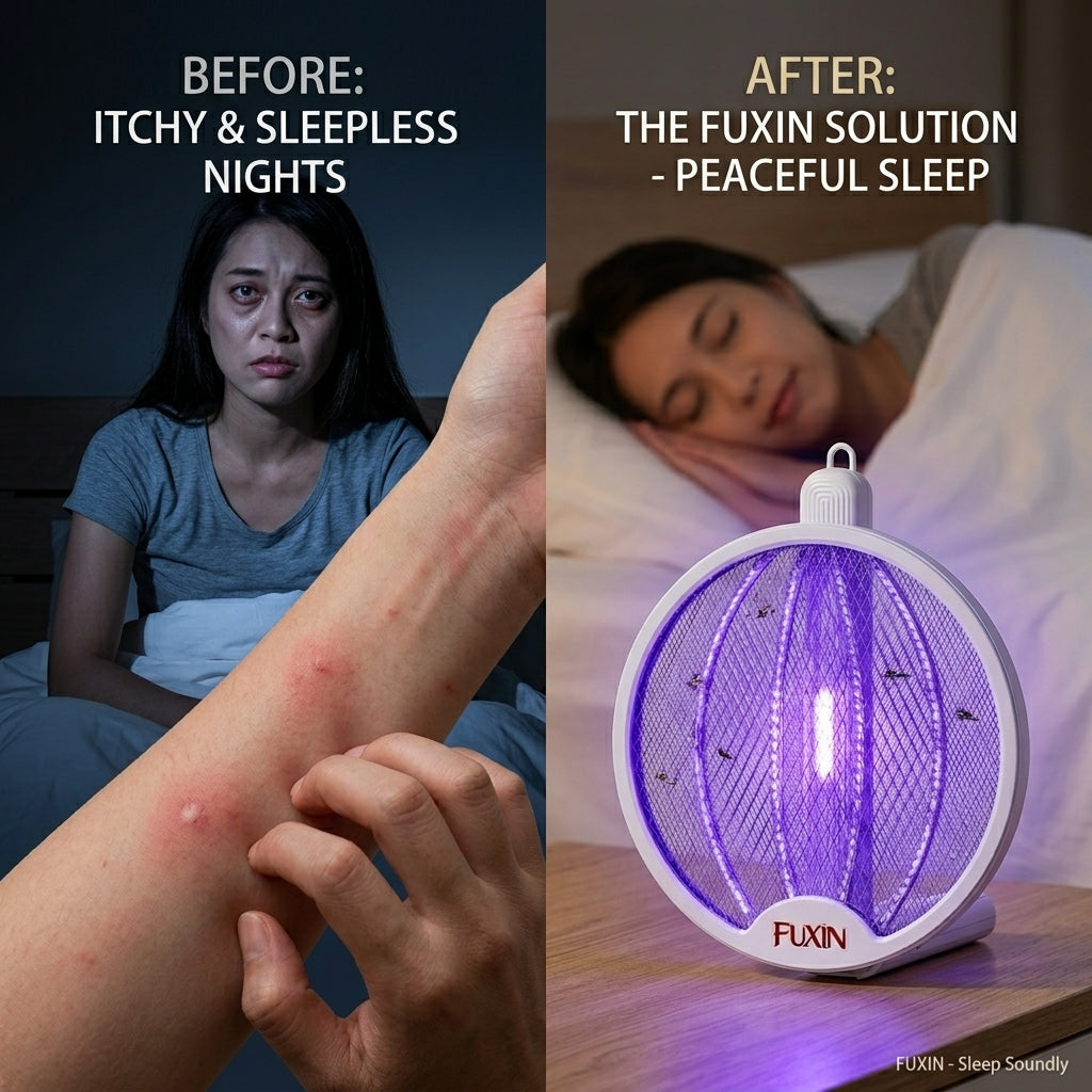 Fuxin - 2-in-1 Foldable UV Mosquito Killer Racket Lamp – Rechargeable Electric Bug Zapper for Home & Bedroom