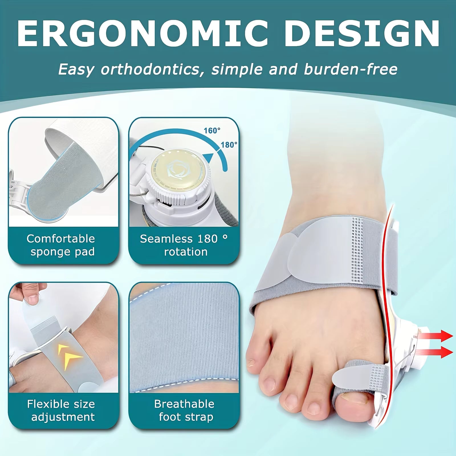 Fuxin' Bunion Corrector Kit with Toe Separator for Bunion Relief, Day Night Support Orthopedic Bunion Toe Straightener, Adjustable Bunion Splint for Women and Men