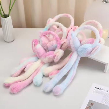 Fuxin - Cute Plush Rabbit Ear Muffs Colorful Moving Jumping Ears