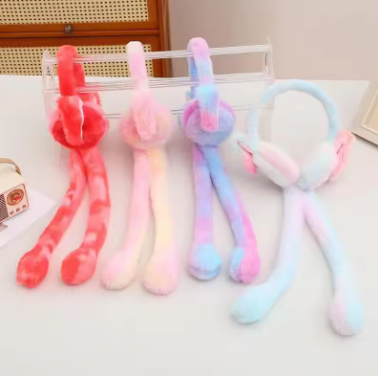 Fuxin - Cute Plush Rabbit Ear Muffs Colorful Moving Jumping Ears