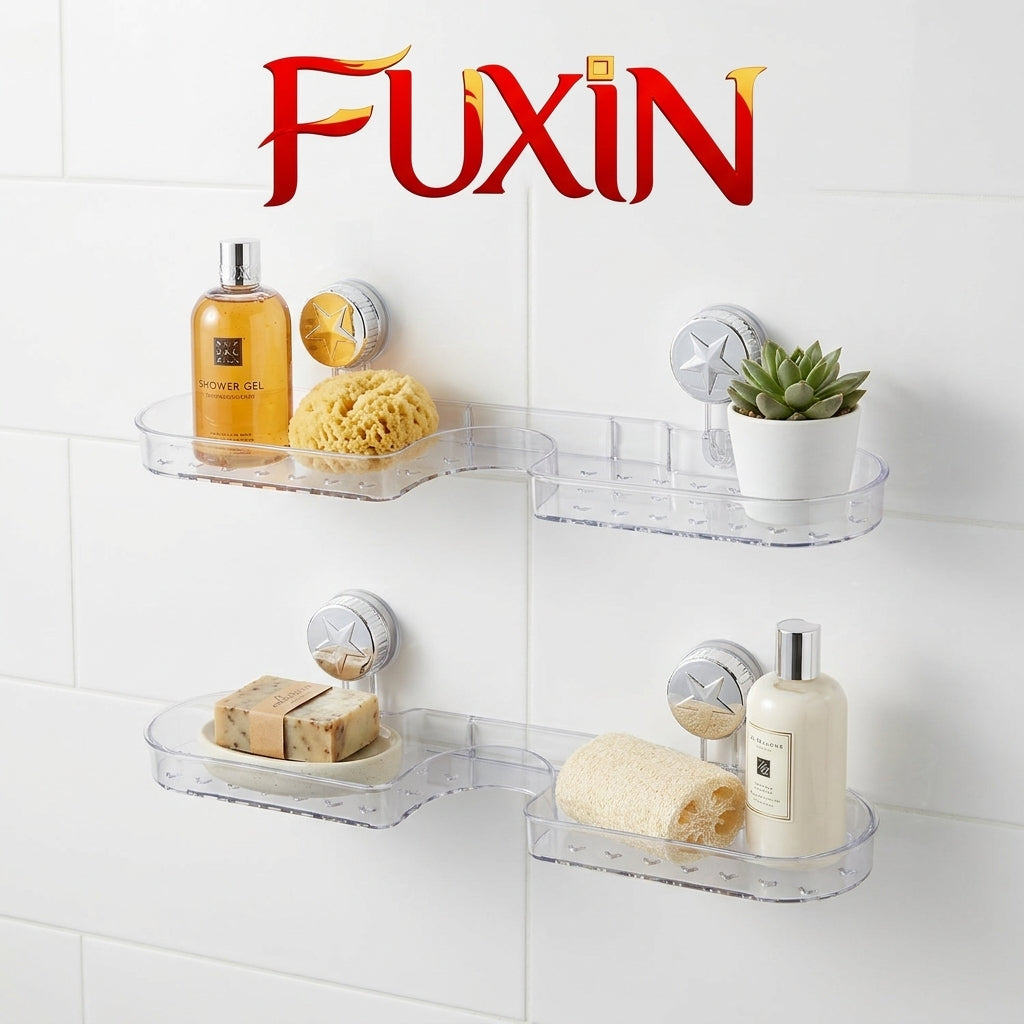 Space Saving Acrylic Luxury Suction Cup Bathroom & Sink Storage Shelf