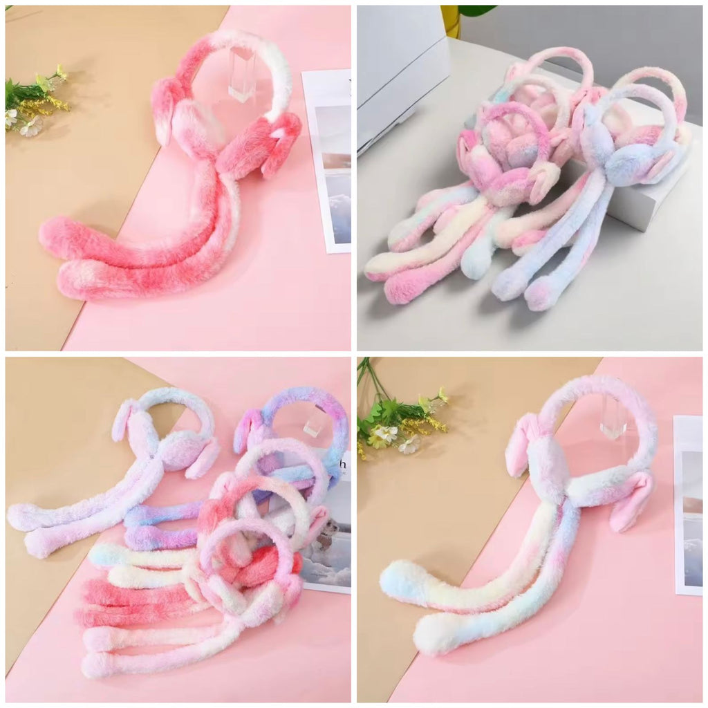 Fuxin - Cute Plush Rabbit Ear Muffs Colorful Moving Jumping Ears