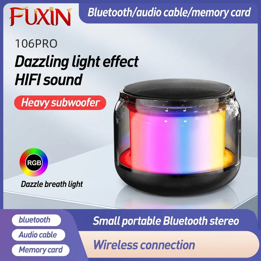 All-in-One Rechargeable Mini RGB Acrylic Wireless Speaker with USB