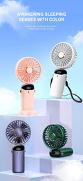 Handheld Mini Fan Foldable Portable Neck Hanging Fans 5 Speed USB Rechargeable Fan with Phone Stand and Display Screen