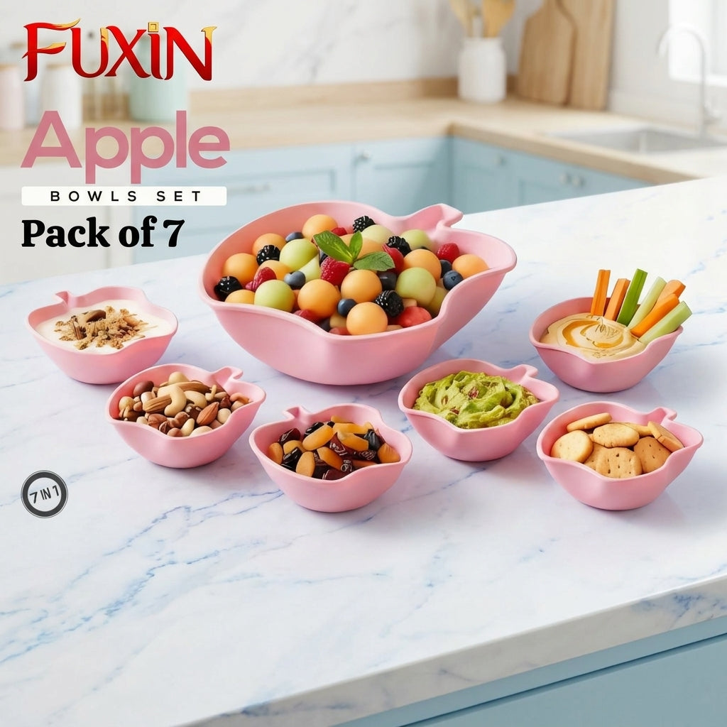 Pack of 7pcs Apple Plate and Bowls Set