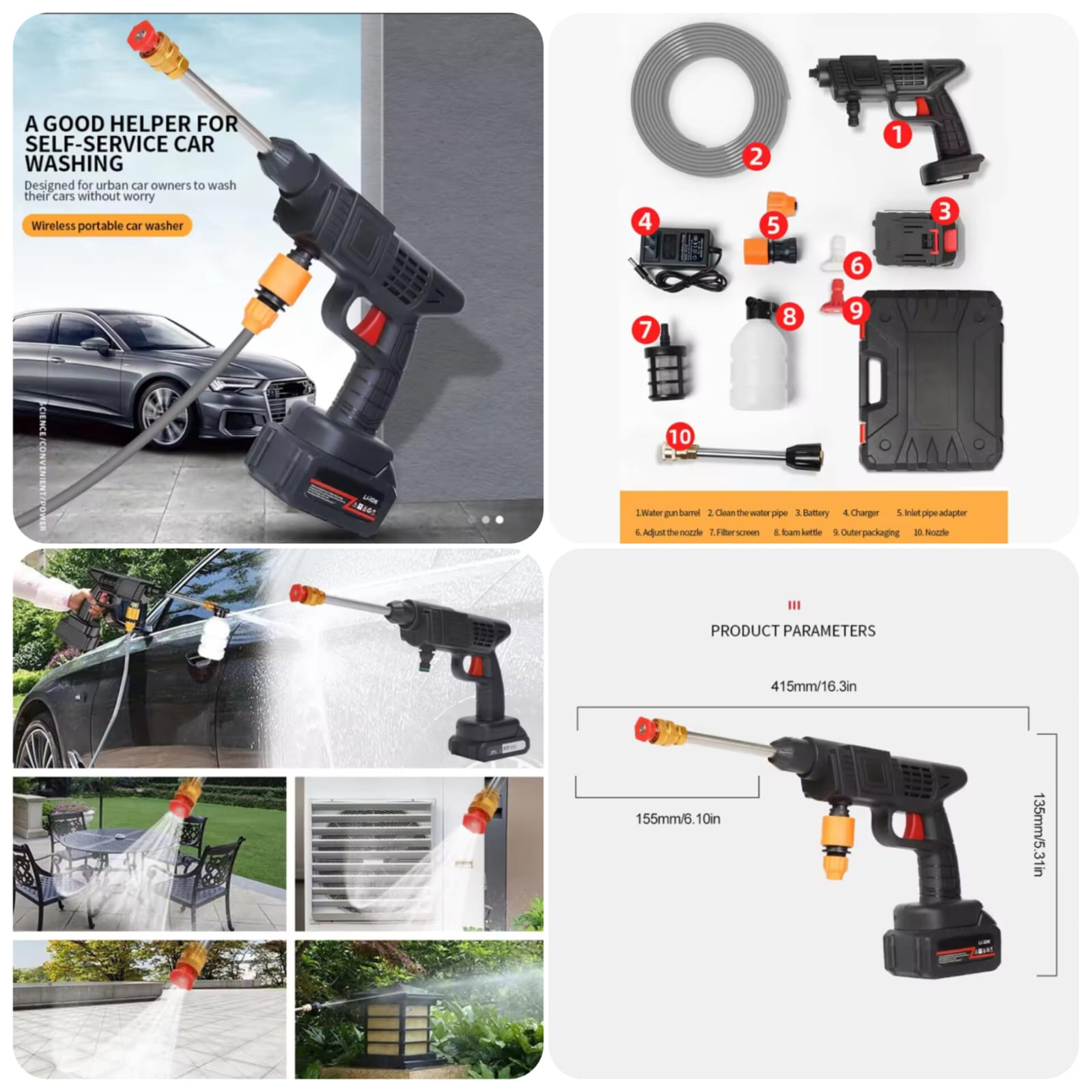 Portable Powerful High Pressure 48v Max Power link System Cordless Wireless Car Wash Water Jet Foam Gun Car Washer 1 battery 1 charger