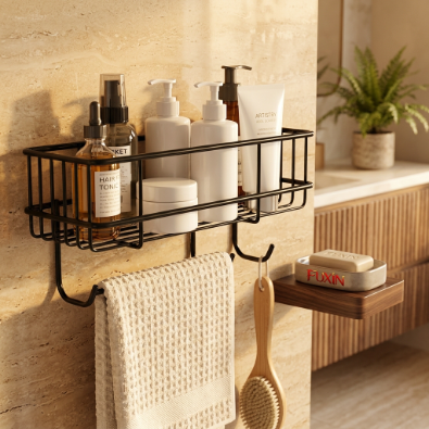 Single Layer Shampoo Rack Stand With Sticker Hook